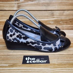 Cole Haan Womens 9.5 Low Wedge Shoes Real Dyed Cow Fur Cheetah Print Nike Air